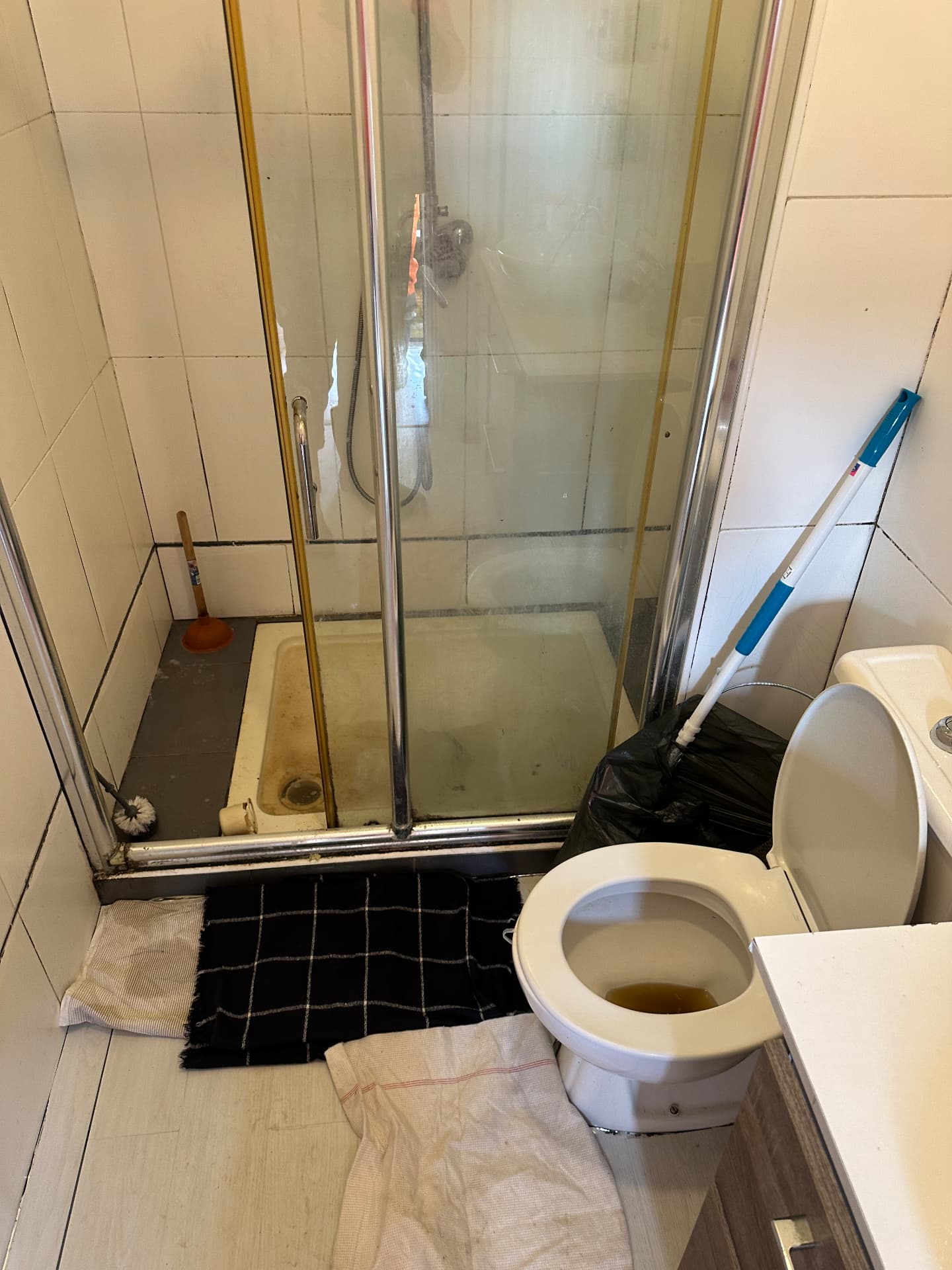 Salle d'eau avec WC bouché et douche qui ne s'évacue plus — Argenteuil